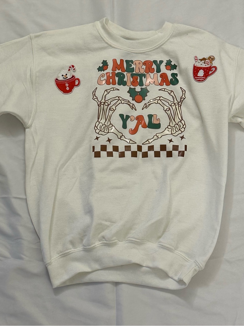 Kids White 'Merry Christmas Y'all' Graphic Sweatshirt